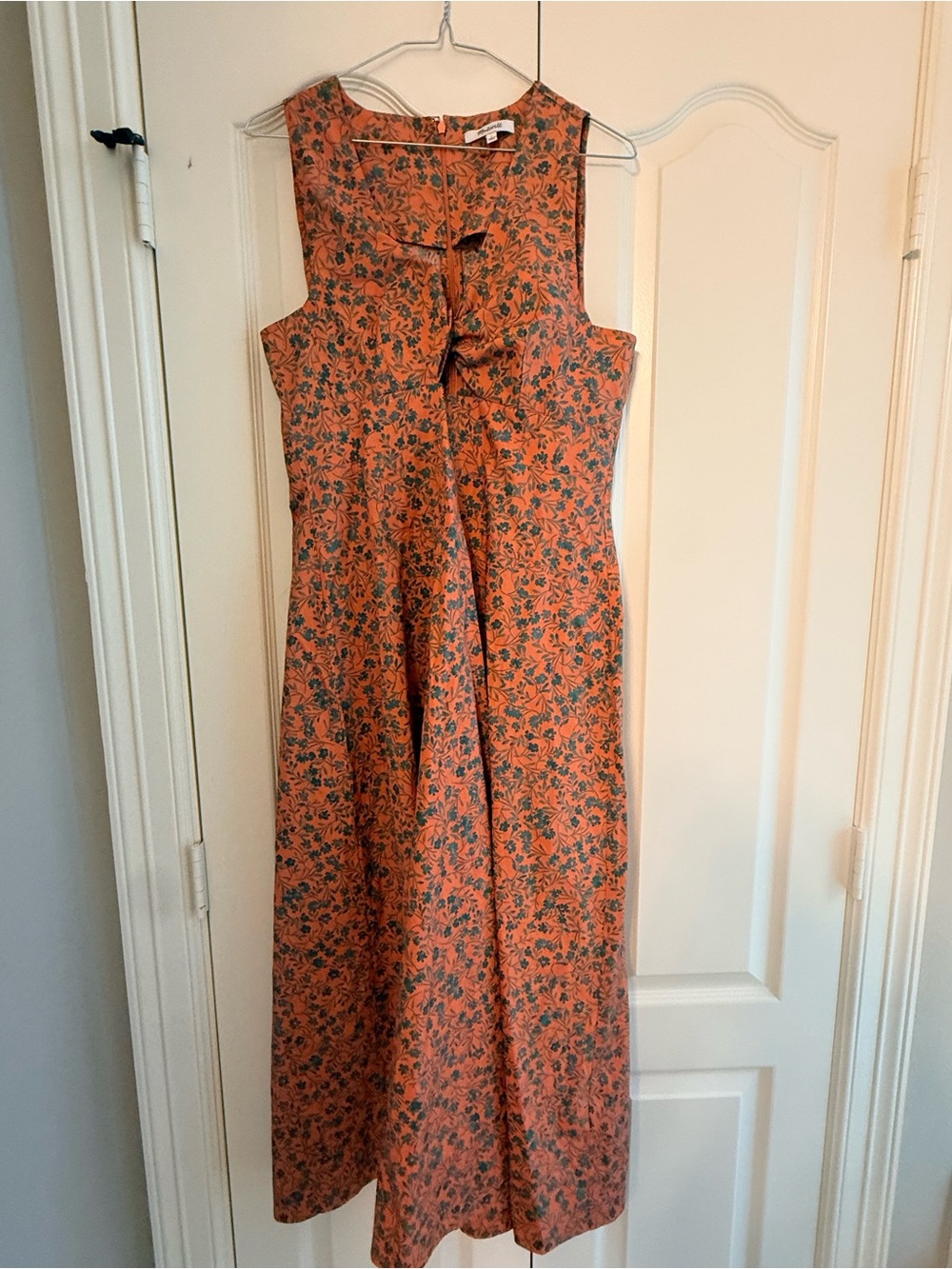 Madewell "Stephanie" Twist-Front Poplin Midi Dress